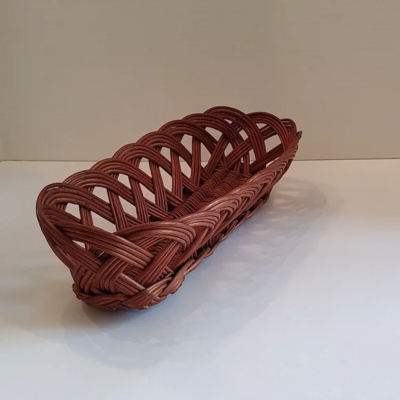 Wicker bread baguette basket French serving vtg willow - Picture 3 of 12